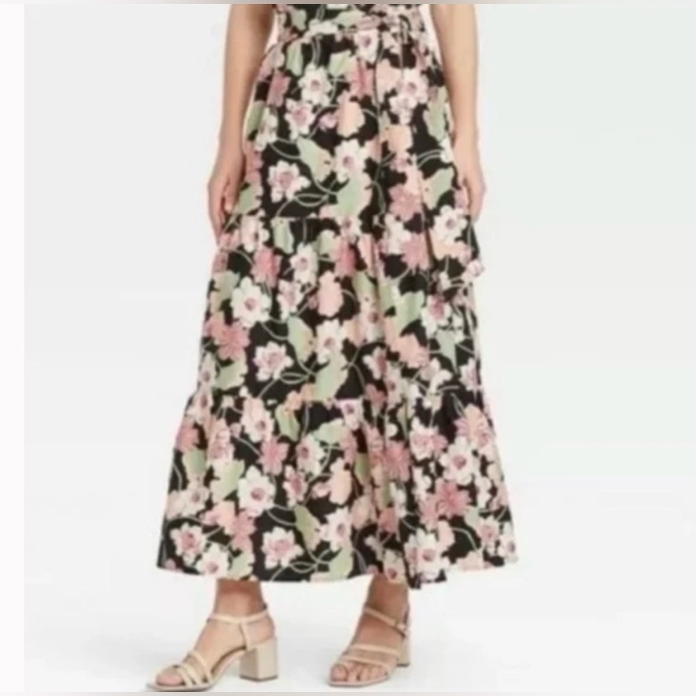 WHO WHAT WEAR | Floral tiered wrap-around maxi skirt